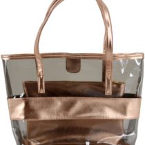 LA HAUTE Women Girls Summer Transparent Jelly Beach Tote Bags Vintage Print PVC Waterproof Swimming Shoulder Bags with Cosmetics Bags