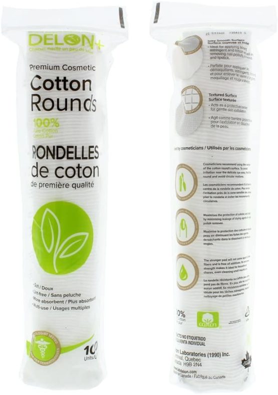 DELON+ Premium Cotton Rounds with Aloe Vera & B5 Provitamin - 100 Count - Image 4