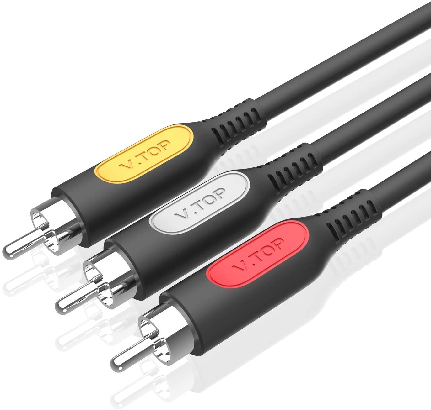 VTOP HermersLink 3xRCA Composite AV Cable, Male to Male RCA Red White Yellow lead