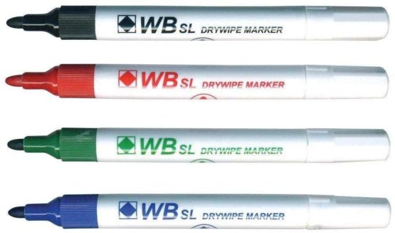 Hainenko WB SL Dry Wipe Marker with Fine Bullet Tip - Assorted (Pack of 4)