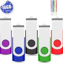 EASTBULL 16GB USB Memory Stick 5Pack 16GB USB Stick Pack Flash Drive Swivel Photo Memory Stick (Mixed Color With Free Lanyard)