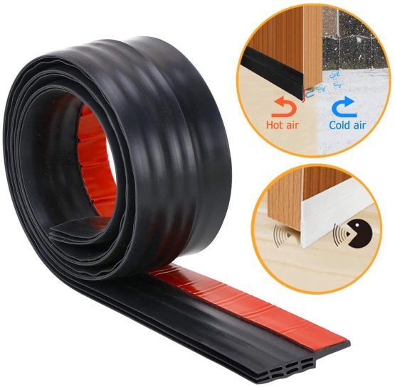 Door Draught Excluder, Door Weather Stripping, Rubber Door Draft Sweep Stopper for Door Soundproof by YOUSHARES （Black）