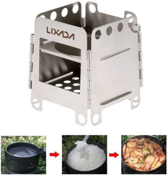 Lixada Camp Stove Stainless Steel Wood Burning Stove Folding Backpacking Stove for Outdoor Camping Cooking Hiking Picnic - Image 4
