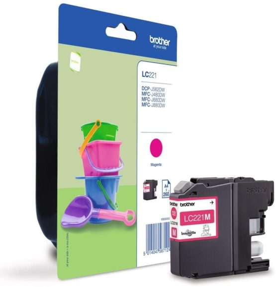 Brother LC-221M Inkjet Cartridge, Magenta, Single Pack, Standard Yield, Includes 1 x Inkjet Cartridge, Brother Genuine Supplies
