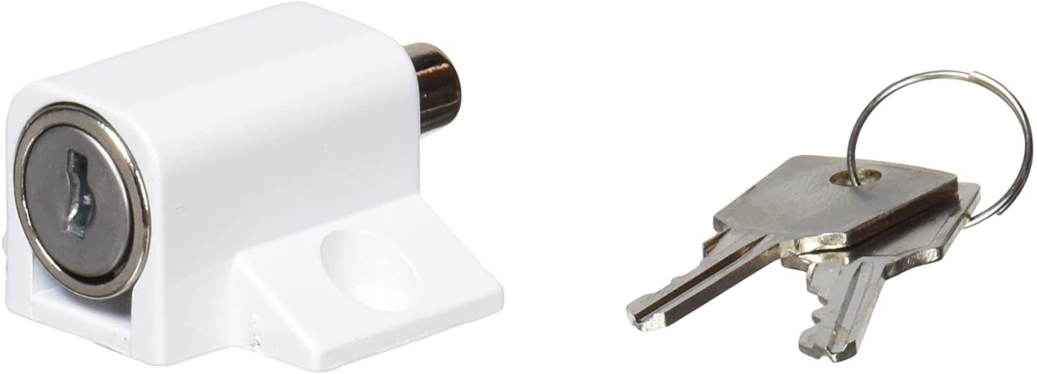 Merriway BH05714 Patio Sliding Door Lock and Key-White Matt