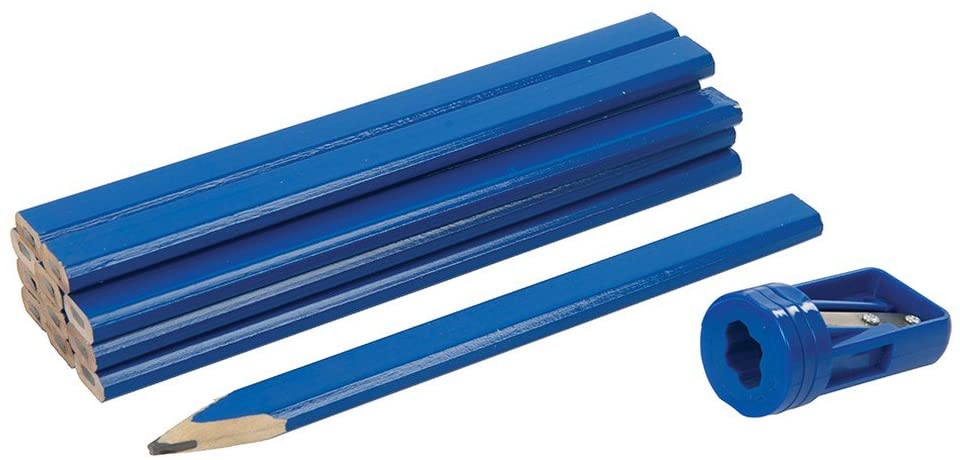 Silverline Carpenters Pencils and Sharpener Set - 13 Piece, 175mm Marking Tools for Woodworking & Construction (250227)