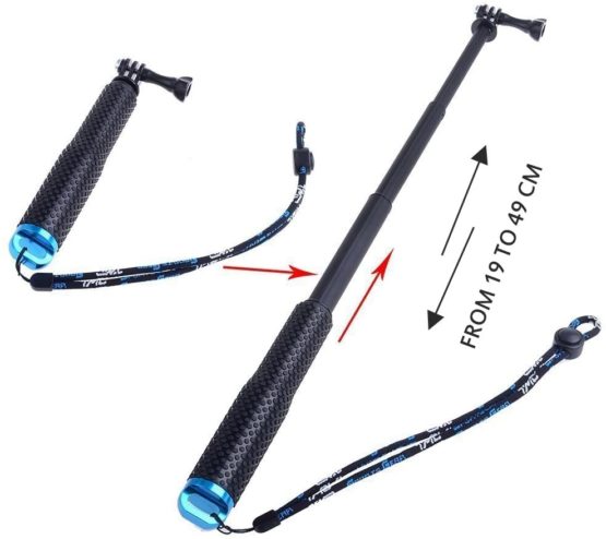 MyArmor Rubberized Aluminum Hand Grip Waterproof Selfie Stick Extendable (7-19 inch) Telescopic Handheld Pole Monopod for GoPro HD Hero 5/4/3+/3/2/1 - Image 2