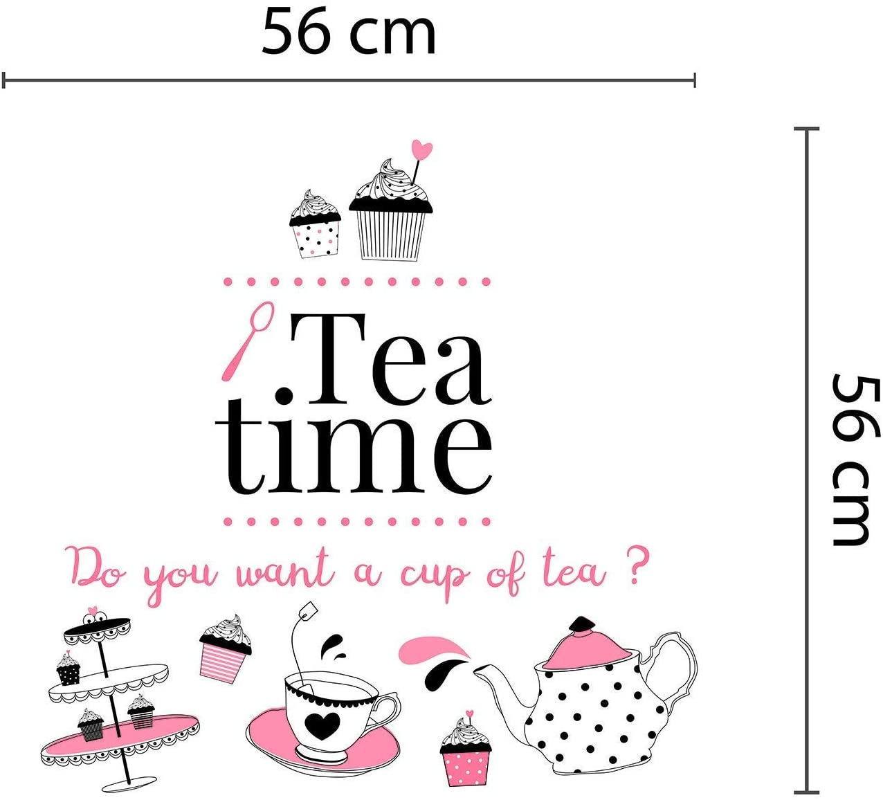 Wallflexi Wall Stickers Tea Time Wall Art Murals Removable Self-Adhesive Decals Nursery Kindergarden Kids Room Restaurant Cafe Hotel Office Home Decoration - Image 3