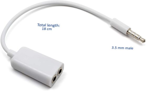 AKORD 3.5 mm Dual Jack Stereo Headphone Adapter for Apple iPhone - White - Image 3