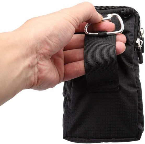 Cell Phone Belt Clip Pouch Crossbody Bag, 6.0" Mini Wrist Handbag Case Outdoor Sport Phone Cross Body Shoulder Messenger Bag Pockets with Zipper Waist Wallet Purse Holster with Locking Carabiner Hook - Image 4