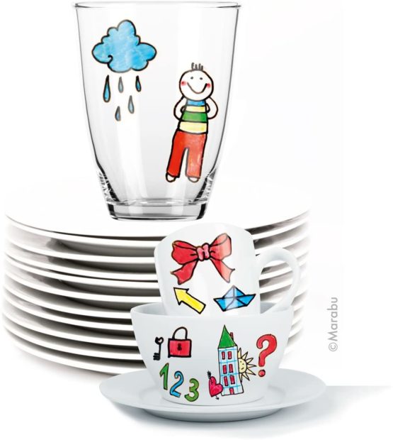 Marabu 0125000000084 - Porcelain and Glass Painter Kids Set Mega Fun, porcelain crayons for children Set of 10, dishwasher safe after firing, universal tip 1 - 3 mm - Image 4