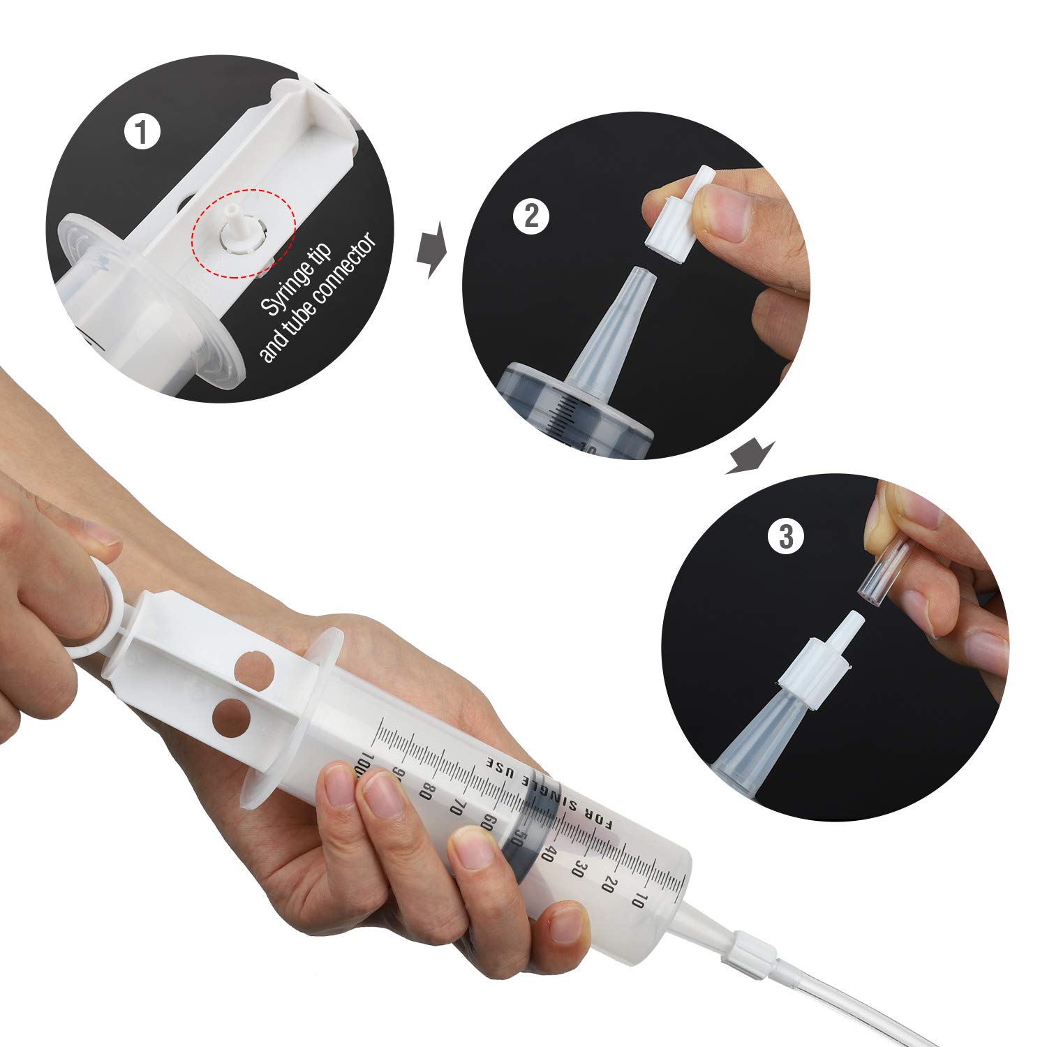 Hyber&Cara 100ml Syringe with 100cm Tube, Large Plastic Measuring Syringe for Fluid Oil Suction Nutrient Measuring, Refilling - Image 4