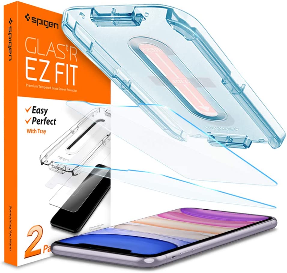 Spigen EZ Fit Tempered Glass Screen Protector for iPhone 11 and iPhone XR - 2 Pack, Glass tr EZ FIT
