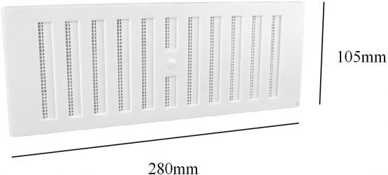 9" x 3" White Plastic Adjustable Air Vent Grille With Flyscreen Cover - Image 2