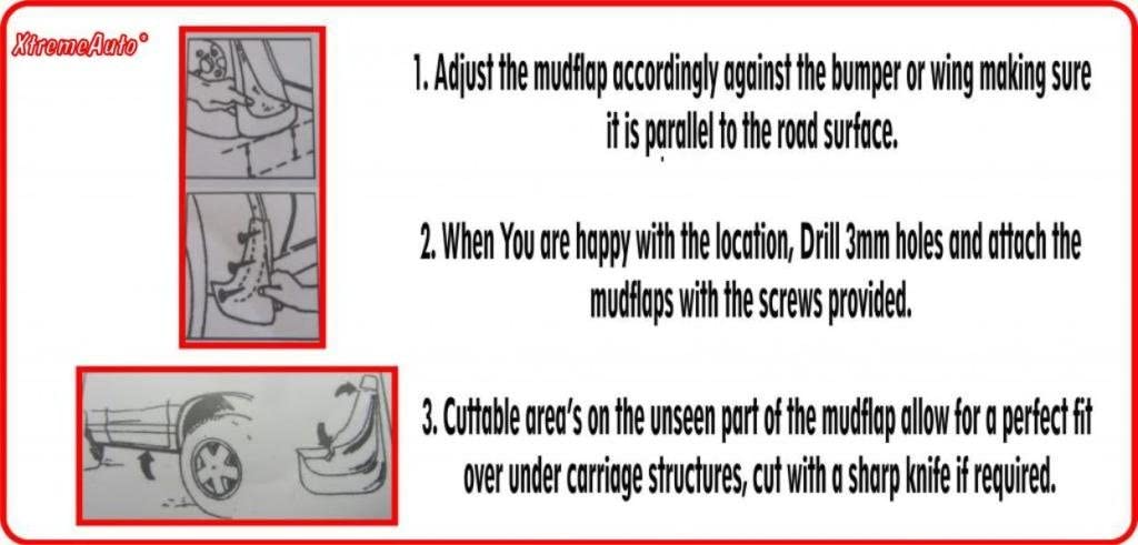 Xtremeauto New Universal Car Auto Rubber Fitting Moulded Mudflaps Car's Hatchback Saloon Estate (Full Set) - Image 2