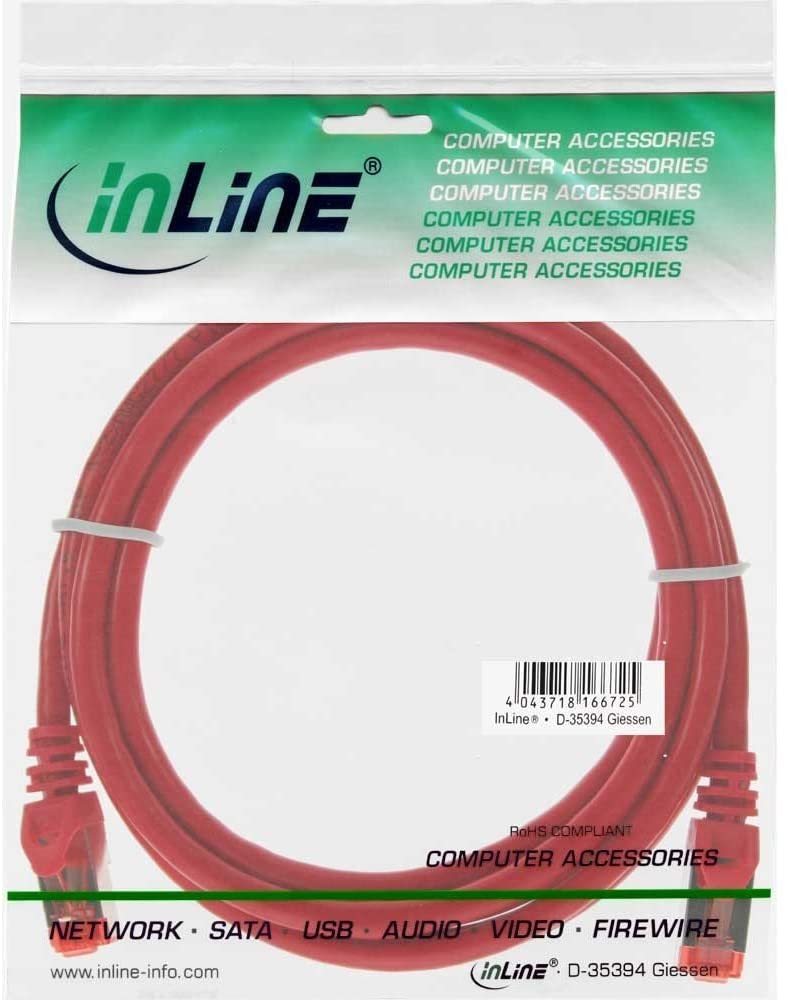 InLine® 76422R S/FTP Patch Cat6 Ethernet Cable 250 MHz PVC Copper Cable - Red, Copper,Red, 0.25m - Image 3