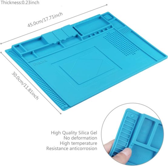 Preciva Soldering Mat, 500℃ Heat Resistant Silicone Work Mat, Multi-purpose Magnetic Electronics Repair Pad for Welding and Soldering Station With Ruler and Screw Notches, 450*300mm - Image 3