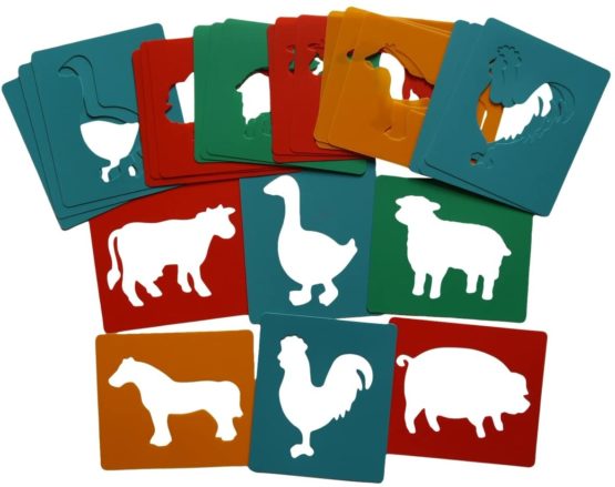 Art Straws HP12054 24 Individual Stencils (4 of Each), Farm Animals