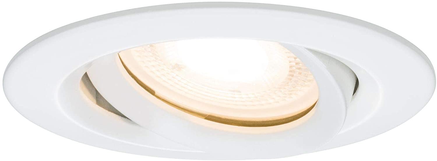 Paulmann 92897 Premium Recessed Light Set Name IP65 swiveling LED 1x7W 230V GU10 51mm White m/alu zinc, Matt White, 9,3 x 9,3 x 9 cm