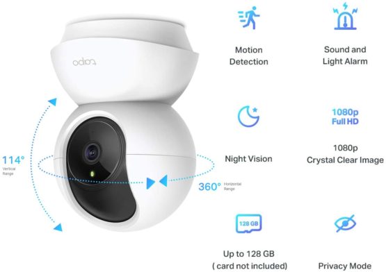 TP-Link Tapo Pan/Tilt Smart Security Camera, Indoor CCTV, 360° Rotational Views, Works with Alexa&Google Home, No Hub Required, 1080p, 2-Way Audio, Night Vision, SD Storage, Device Sharing(Tapo C200) - Image 2