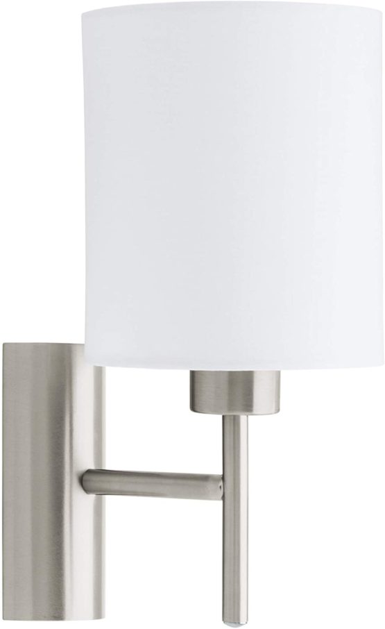 Eglo 94924 E27 Satin Nickel Fabric Wall Light PASTERI