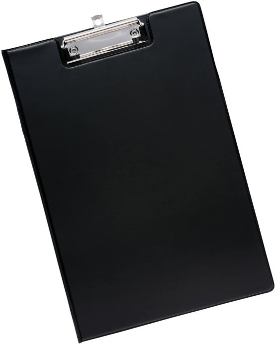 5 Star Fold-over Clipboard with Front Pocket Foolscap Black