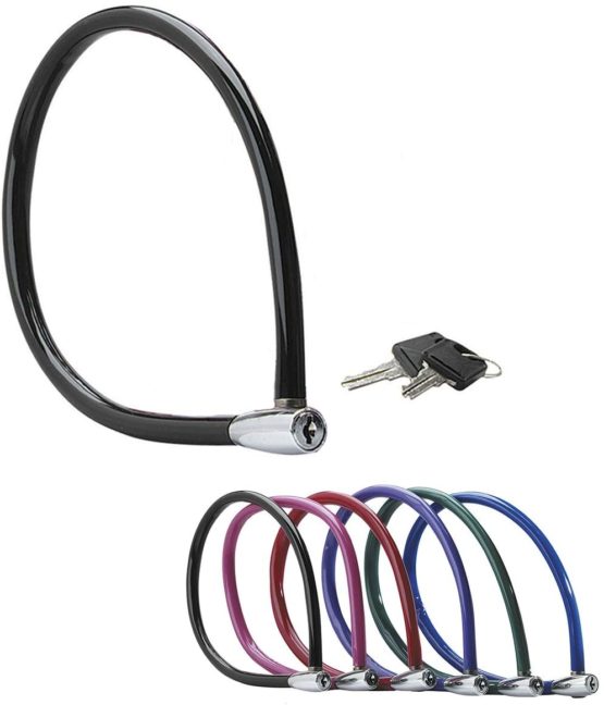 MASTER LOCK Bike Cable Lock [Key] [55 cm Colourful Cable] [Outdoor] 8630-F - Ideal for Bike, Electric Bike, Skateboards, Strollers, Lawnmowers and other Outdoor Equipments