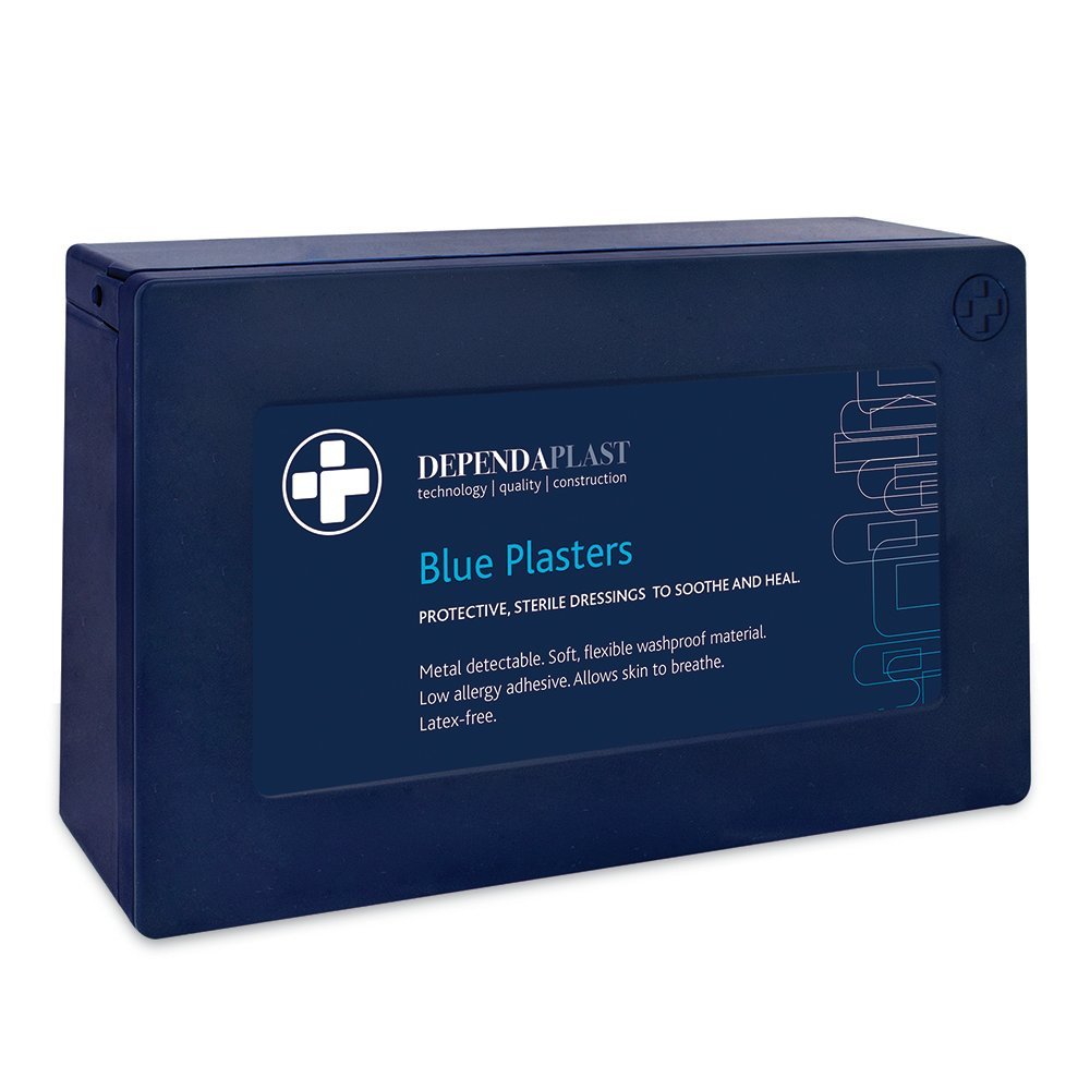 Dependaplast Food Area Blue Plasters with High Visibility and Metal Detection Properties, Easily Detectable
