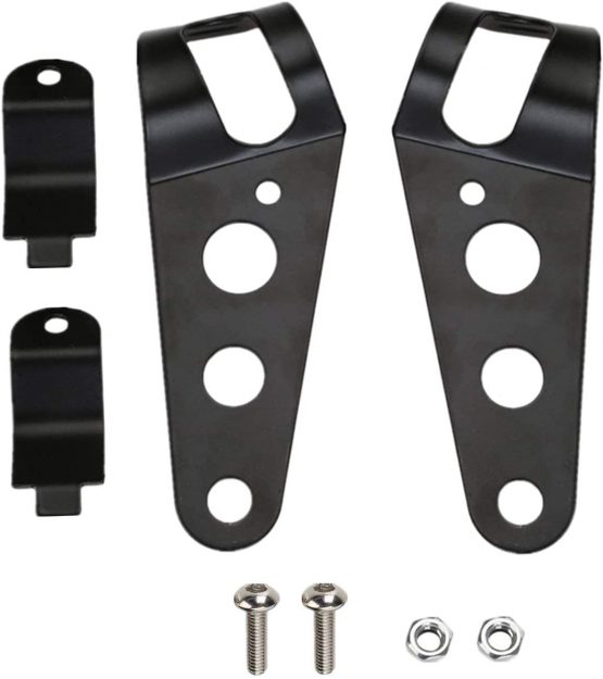 OSAN Motorcycle Headlight Mount Brackets 35mm-43mm Fork Ear for Chopper Cafe Racer (Black)