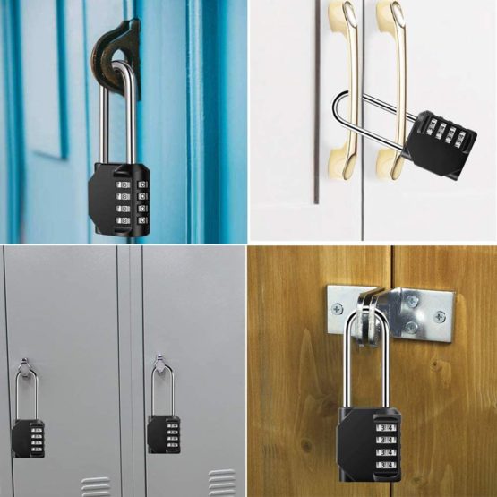 Combination Padlock Heavy Duty Lock - BeskooHome Weatherproof Padlock, Resettable Lock, 2.5inch Long Shackle 4-Digit Zinc Alloy Combination Lock for Shed Fence Gate, School, Gym, Toolbox - 2 Pack - Image 4