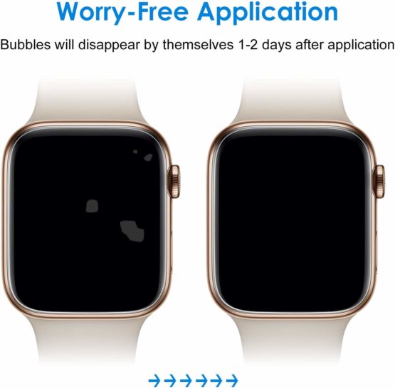 JETech Screen Protector Compatible Apple Watch 44mm Series 6/SE/5/4, TPU HD Clear Full Coverage Film, 3-Pack - Image 3