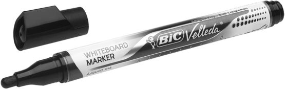 BIC Velleda Liquid Ink Dry Wipe Pocket Markers - Black (Pack of 12) - Image 3
