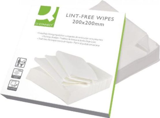 Q-Connect ALFW100QCA 200 x 200 mm Lint Free Wipes - White (Pack of 100)