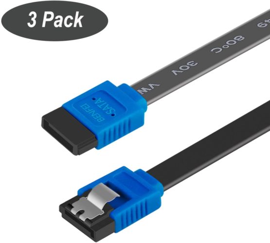 SATA Cable III, Benfei 3 Pack SATA Cable III 6Gbps Straight HDD SDD Data Cable with Locking Latch 18 Inch for SATA HDD, SSD, CD Driver, CD Writer
