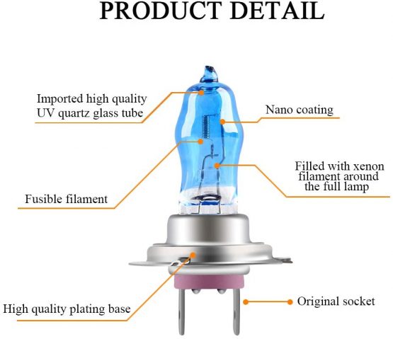 2Pcs H7 100W Super Bright Xenon White 6000K Halogen Lamp Light Bulb 12V Car Headlight Fog Light Lamp Replacement - Image 3
