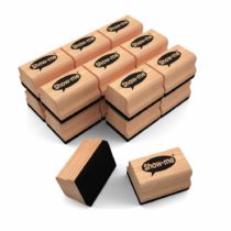 Show-me Mini Wooden-Handle Felt Erasers for Drywipe Boards and Chalkboards in Schools and Classrooms (Pack of 30)
