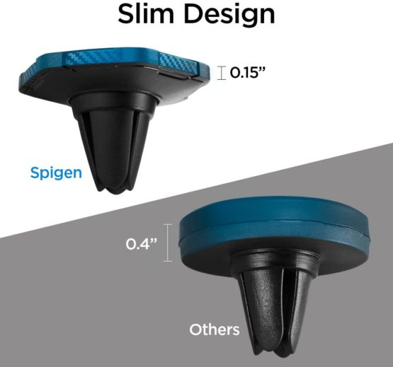 Spigen Car Phone Holder, KUEL [QS11] [Engineered Design] Magnetic In Car Phone Holder, Air Vent Hexagon Carbon Pattern 360° Rotatable One Touch Application - Image 4