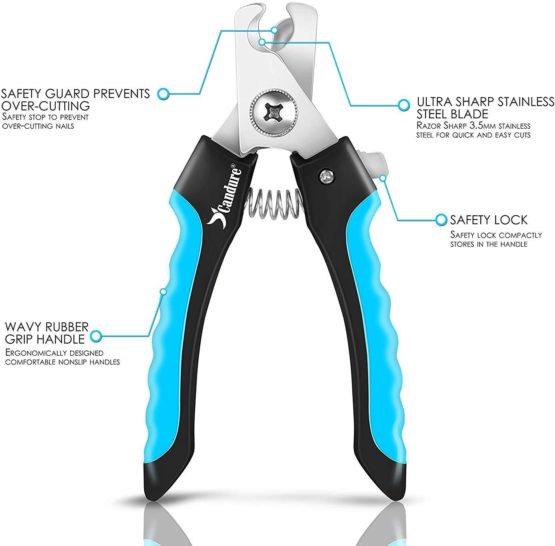 Candure Dog Nail Clippers for Large, Medium and Small Breed Professional Pet Nail Clipper Suitable for Cats, Rabbits and Guinea Pigs With Safety Lock and Protective Guard to Avoid Over Cutting (6") - Image 2