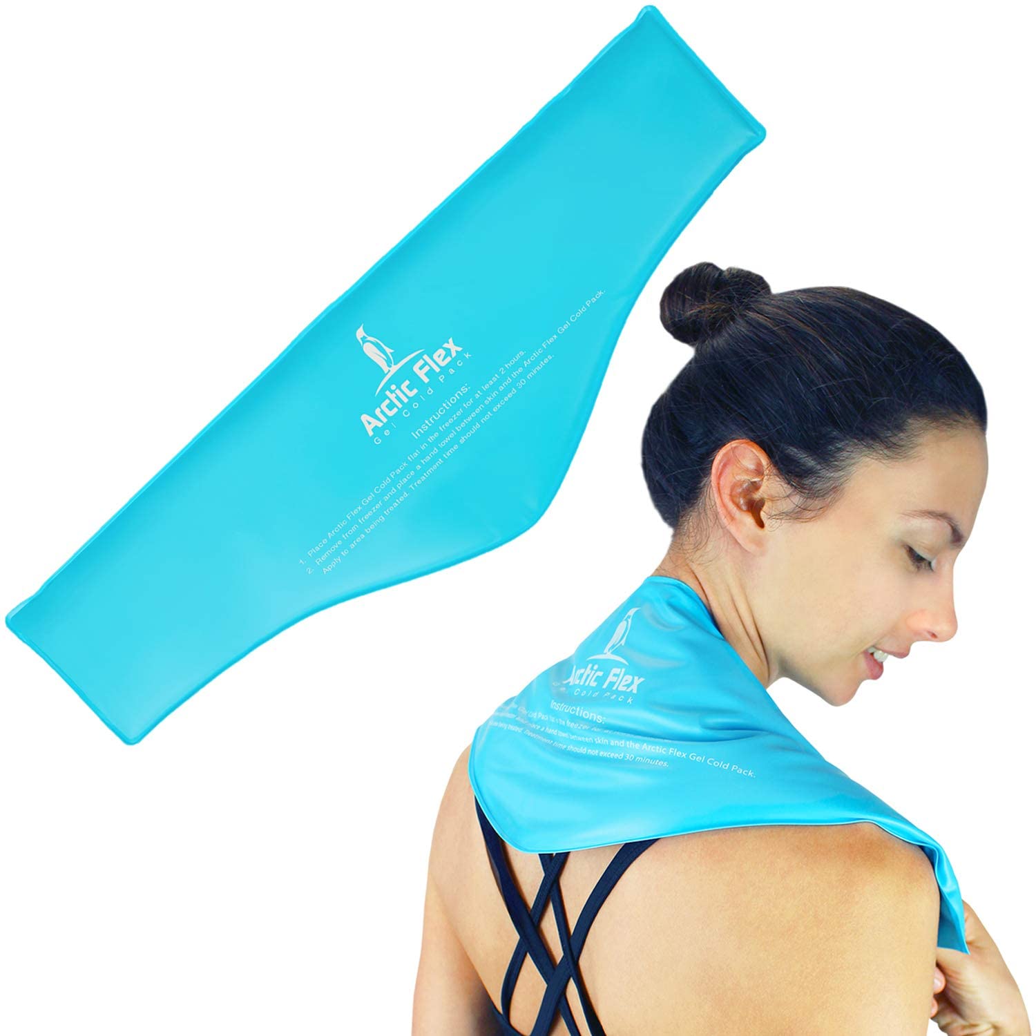 Arctic Flex Neck Ice Pack, Cold Compress Shoulder Therapy Wrap, Cool Reusable Medical Freezer Gel Pad for Swelling Injuries