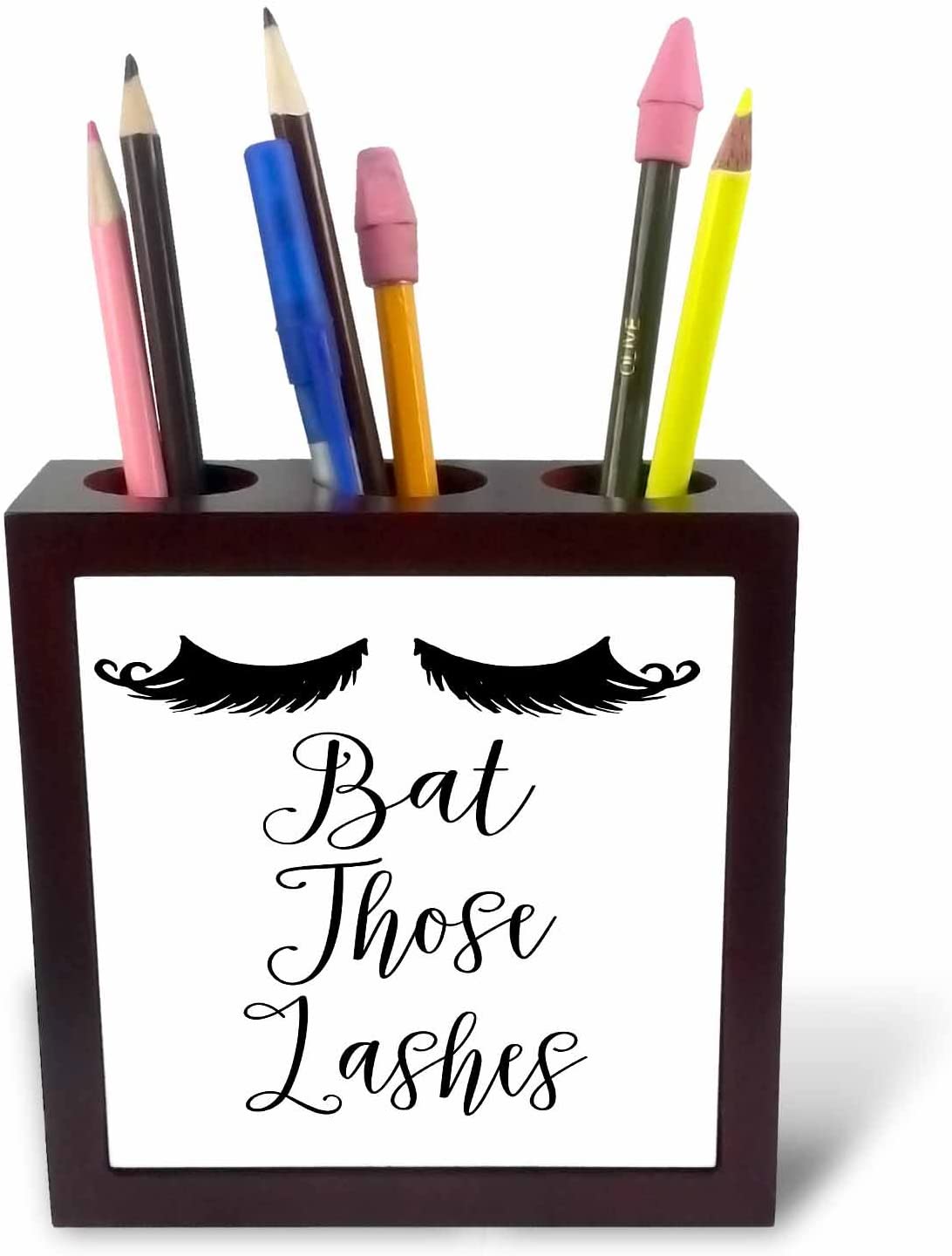 3dRose Typography Design-Best Aunt Ever with Red Swirly Heart-Tile Pen Holder, 5-Inch (Ph_255092_1), 5 Inches