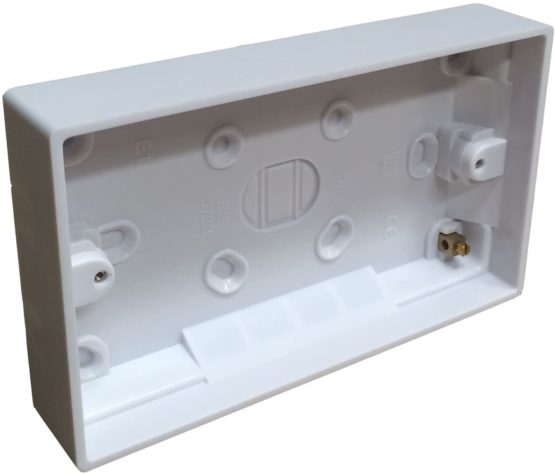 Double Wall Socket & Back Box Pattress. Twin 2 Gang Switched Plug Electrical - Image 3