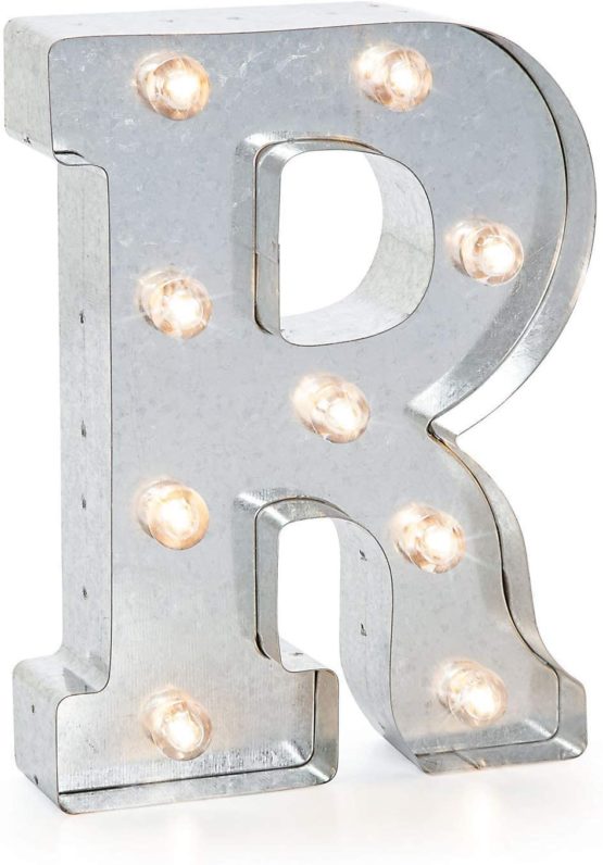 Darice Metal Marquee Letter 9.875-inch, F, Galvanized Silver, 9"