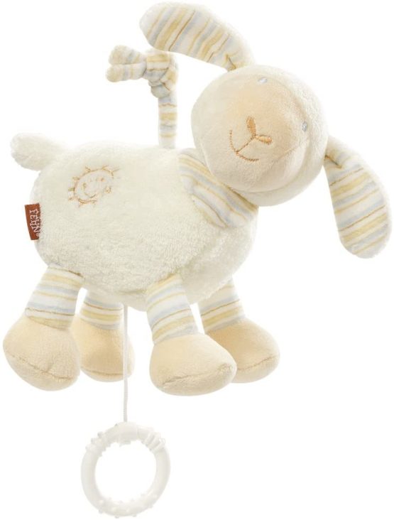 Fehn 154658 Sheep Music Box – Wind-Up Music Box with Removable Mechanism – for Babies and Toddlers from Newborns Onwards – Dimensions : 16 cm