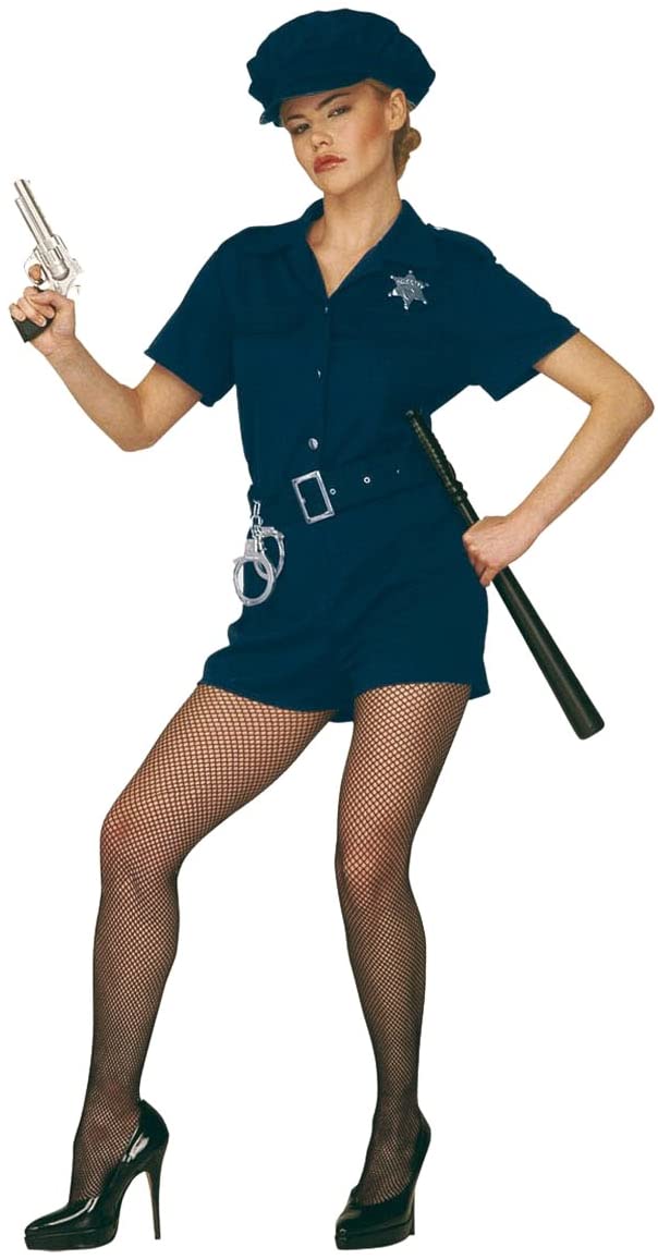Ladies Cop Lady Costume Small UK 8-10 for Police Policewoman Fancy Dress, Multi-coloured