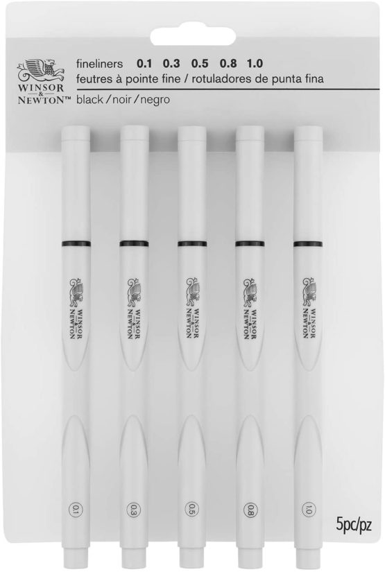 Winsor & Newton Assorted Fineliner, Black, Pack of 5