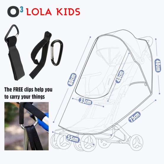 O³ Rain Cover for Pram - Buggy - Pushchair – with 2 Additional Hooks | Stroller Rain Cover - Buggy Rain Cover Universal – Protects from Rain, Wind, Snow - Image 4