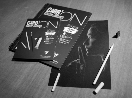 Clairefontaine Carb'On Black Glued Paper Pad, 120 g, A3, 20 Sheets - Image 4