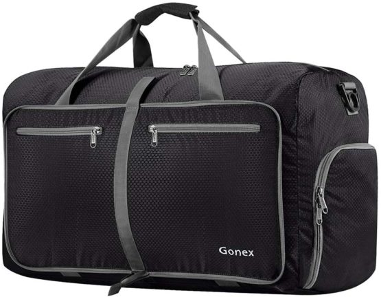 Gonex 60L Foldable Travel Duffel Bag for Luggage, Gym, Sport, Camping, Storage, Shopping Water & Tear Resistant Black