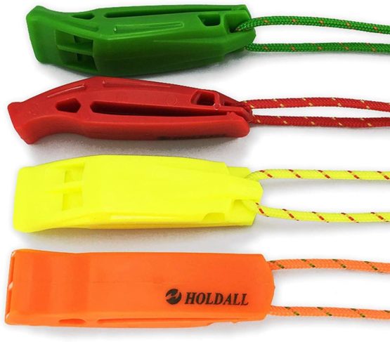 HOLDALL Emergency Whistle with Lanyard, Safety Whistle for Outdoors Camping Survival Kayak Boating & Signaling (Red,Orange,Green,Yellow)