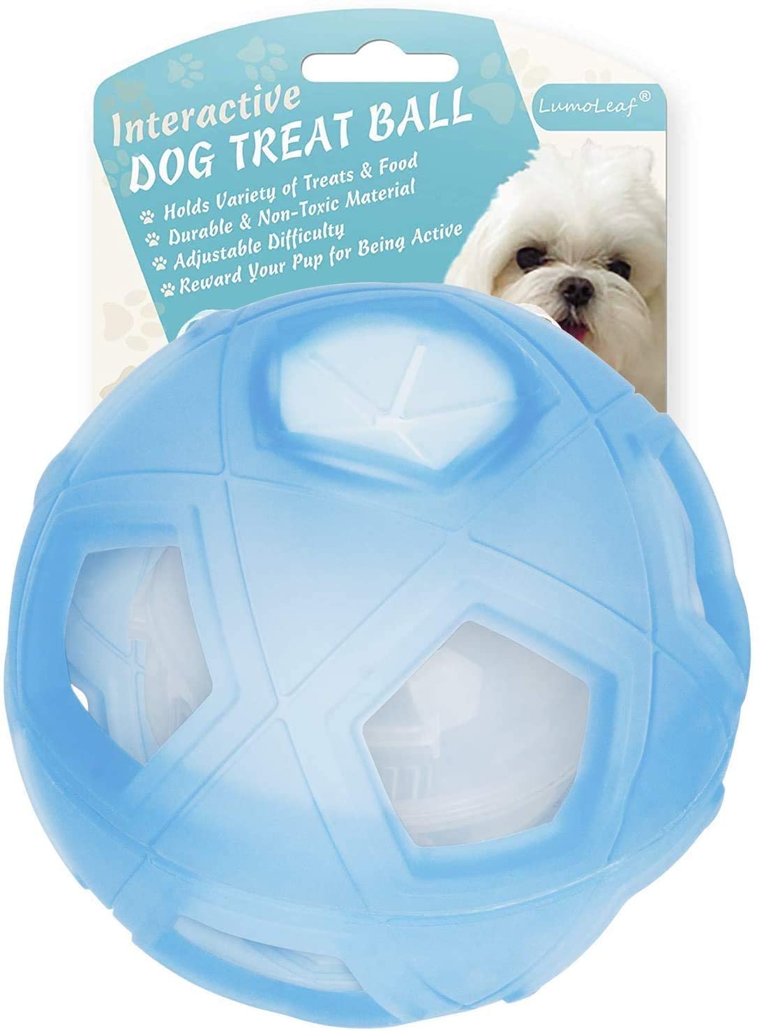 LumoLeaf Dog Treat Ball, 5” Interactive IQ Treat Dispensing Ball Toy